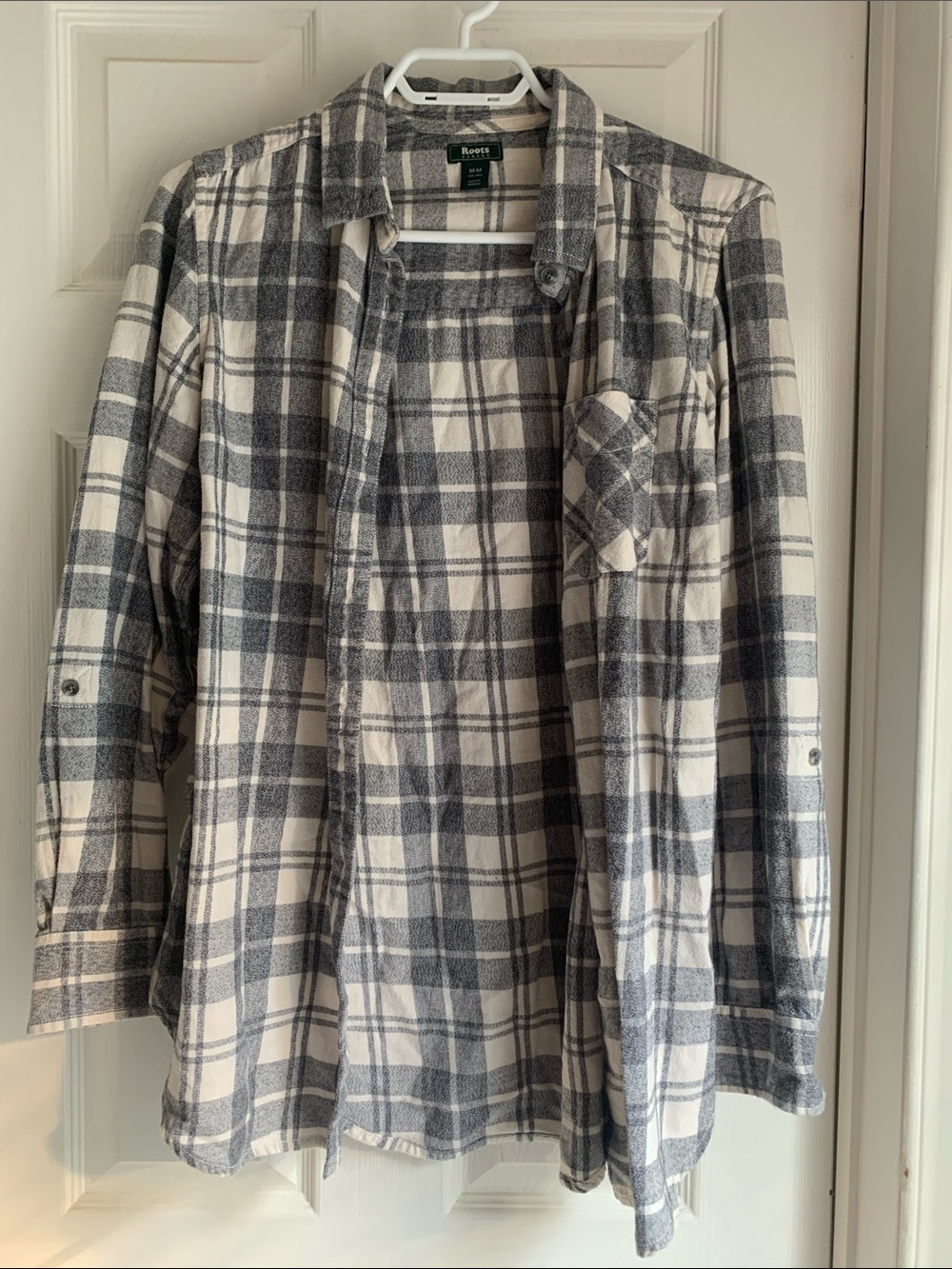 Roots Gray & White Plaid Shirt Jacket